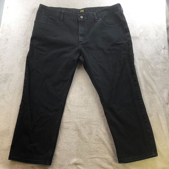 Lee Mens Jeans Size 46x28 Relaxed Straight Leg Classic Casual Black Denim - Picture 10 of 11